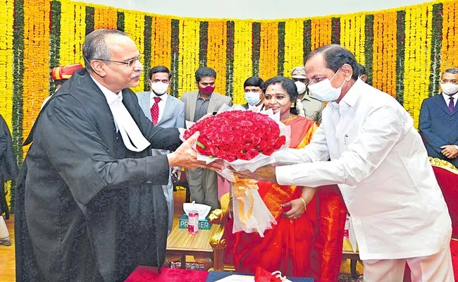 Justice Satish Chandra Sharma was sworn in as Telangana High Court CJ - Sakshi