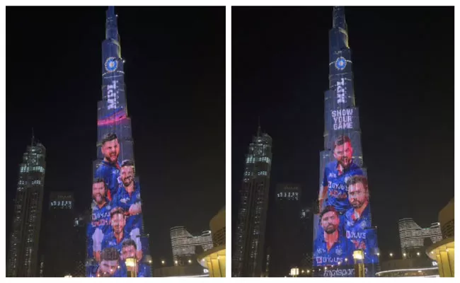 T20 World Cup 2021: Team India New Jersey Displayed On Burj Khalifa - Sakshi