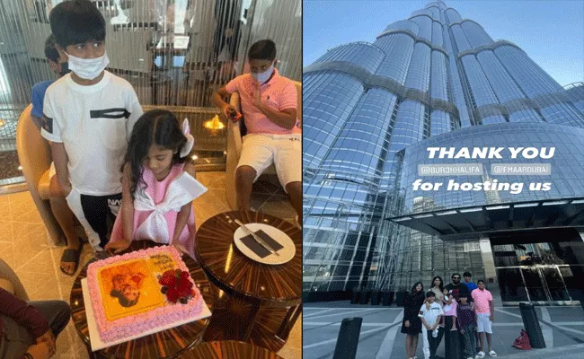 Allu Arjun Celebrates Arha Birthday At Burj Khalifa - Sakshi