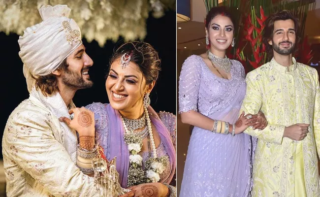 Anushka Ranjan Aditya Seal exchange garlands in Grand Wedding - Sakshi