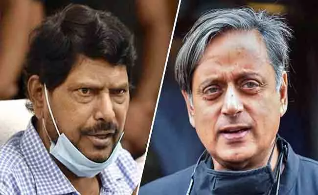 Ramdas Athawale Points Out Typo In Shashi Tharoor Tweet On Twitter - Sakshi