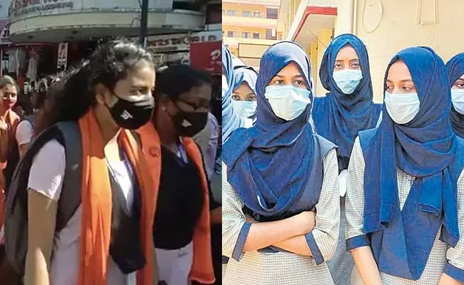Karnataka Bans Clothes That Disturb Law Amid Hijab Saffron Scarves Row - Sakshi