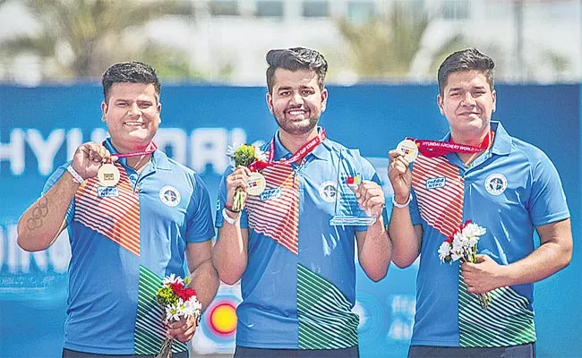 Archery World Cup 2022: India Wins Compound Mens Team Gold - Sakshi