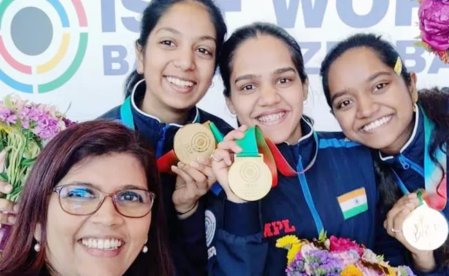 ISSF World Cup: India Elavenil Ramita Shreya Wins Gold Medal - Sakshi