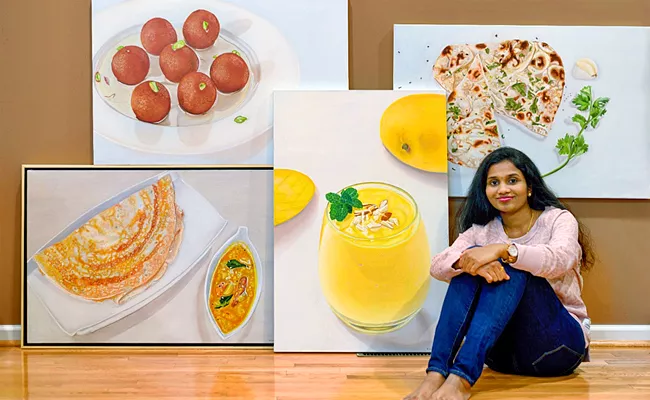 Saraswati TK Food Art Exhibition In New York - Sakshi