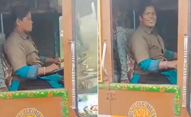 Viral Video: Woman Drives Truck With A Smile On Her Face - Sakshi