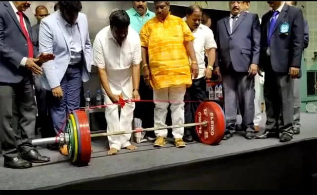 Minister Talasani At Power Lifting Championship At Yousufguda - Sakshi