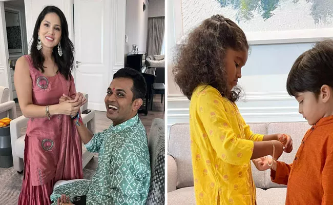 Sunny Leone Celebrates Rakshabandhan With Her Husband and Kids - Sakshi