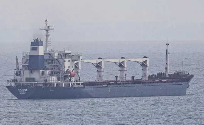 Russia-Ukraine War: First ship carrying Ukrainian grain leaves the port of Odesa - Sakshi