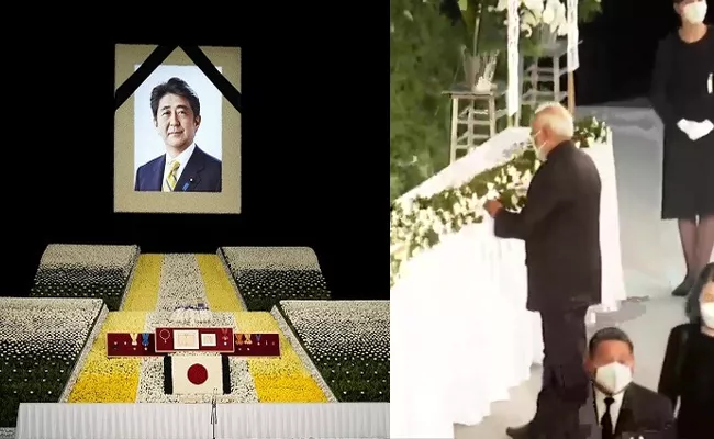 Narendra Modi Pays Respect To Former Japanese Pm Shinzo Abe - Sakshi