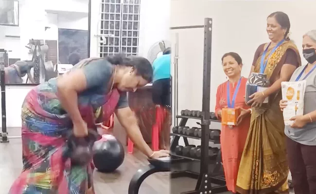 TN Woman Works out Gym Saree Viral Video Inspires Netizens - Sakshi