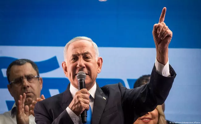 Israel Benjamin Netanyahu Declares After Exit Poll Lead - Sakshi