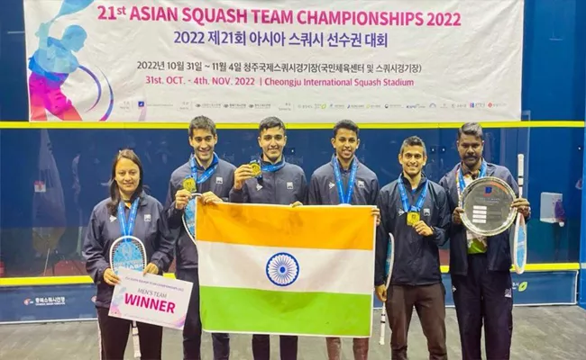 India Men Squash Team Won Gold Medal In Asian Championship 2022 - Sakshi