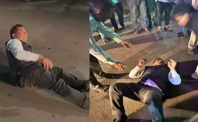 Sandeep Kanwar Drunken Ruckus And Lying On Road - Sakshi