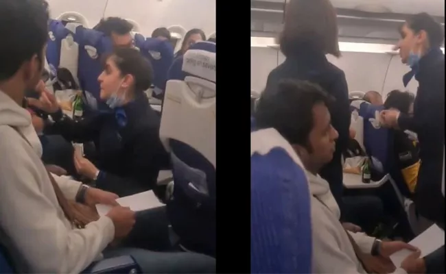 Fight Between Indigo Crew And Passenger Video Goes Viral - Sakshi
