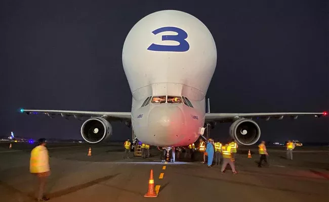 Viral: Airbus Beluga Largest Cargo Aircraft Lands At Hyderabad Airport - Sakshi