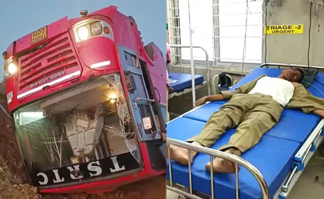 Asifabad: RTC Bus Overturned After Driver Jump With Chest Pain - Sakshi