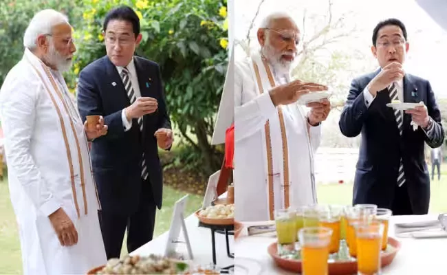 Viral Video: Japanese PM Tries Golgappe With PM Modi In Delhi - Sakshi