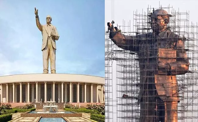 BR Ambedkar 125 Feet Statue Almost Ready For Unveiling At Telangana - Sakshi