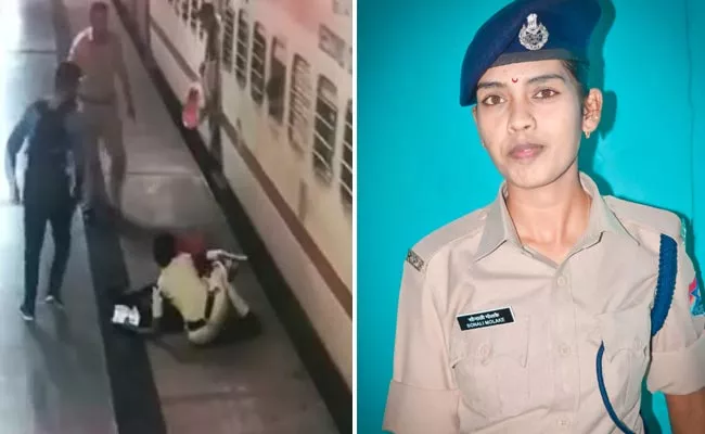 RPF Constable Sonali Saves Woman Life At Warangal Railway Station - Sakshi