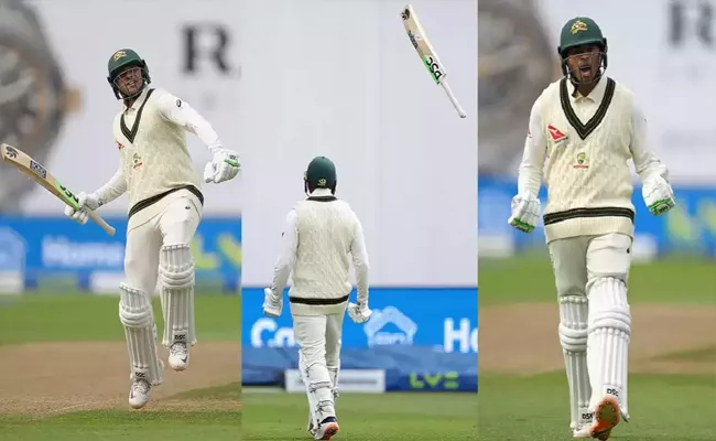 Usman Khawaja Throws His Bat Up In The Air To Celebrate His 1st Test Century In England - Sakshi