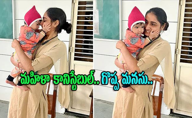 Woman Constable Takes Care Of Infant While Mother Writes Exam In Gujarat  - Sakshi