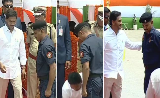 CM Jagan Good Gesture At Vijayawada Independence Day Celebrations - Sakshi