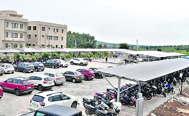 Arrangements of solar parking sheds under Telangana Redco - Sakshi