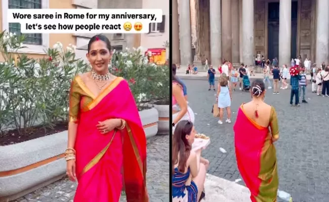 Woman Wore Saree And Walked On The Streets Of Rome - Sakshi