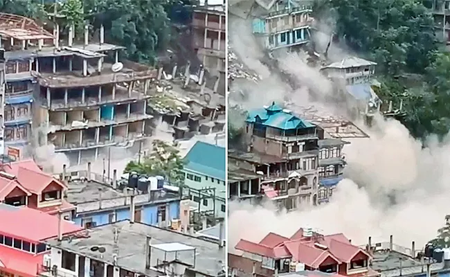 Video: Massive Landslide In Himachal's Kullu Several Houses Collapse - Sakshi