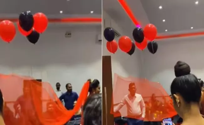 Bride Uses Balloons To Make Her Veil Float Goes Viral - Sakshi