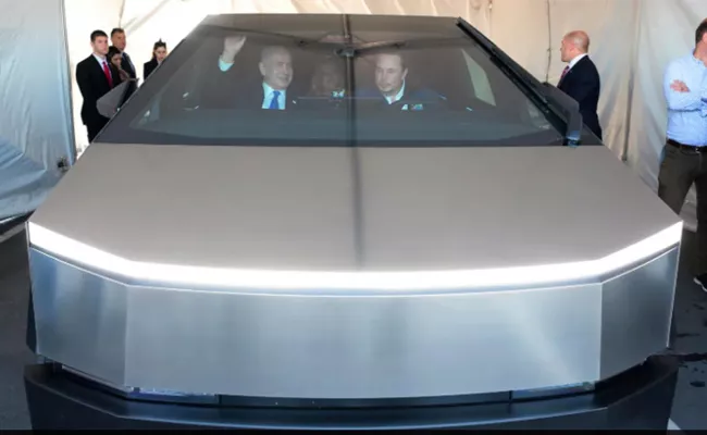 Elon MuskTakes Israel PM For A Ride In Tesla Cybertruck - Sakshi