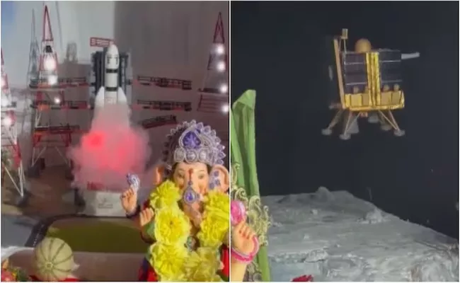 Viral: Chandrayaan3 take off to rover landing At Ganesh Chaturthi mandap - Sakshi