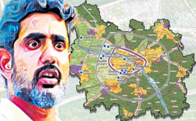 TDP Leader Nara Lokesh conspiracy in Amaravati inner ring road alignment - Sakshi