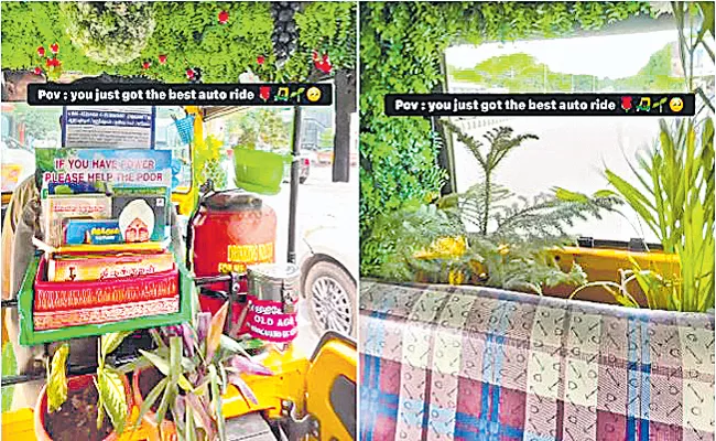 Chennai Driver Creates Mini Garden Inside His Auto - Sakshi