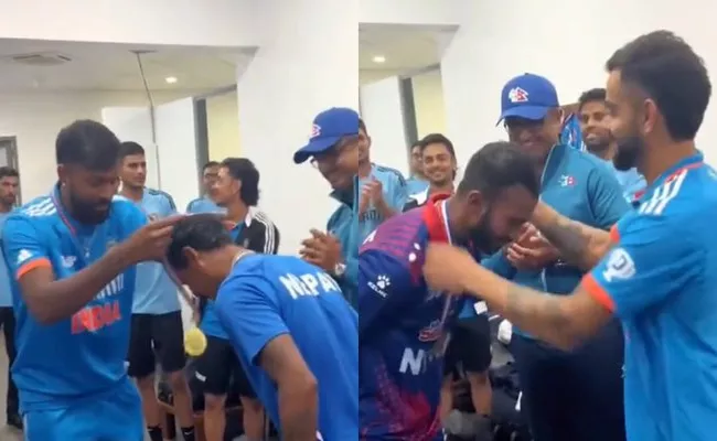 Indian cricketers felicitated Nepal cricketers - Sakshi