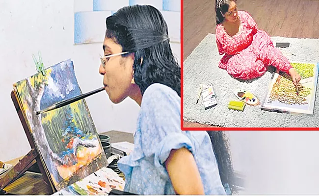 Mouth Artist Sunitha Trippanikkara and Foot Artist Saraswati Sharma success story - Sakshi