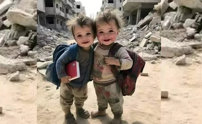 Gaza Kids Viral Photo Melt Internet - Sakshi