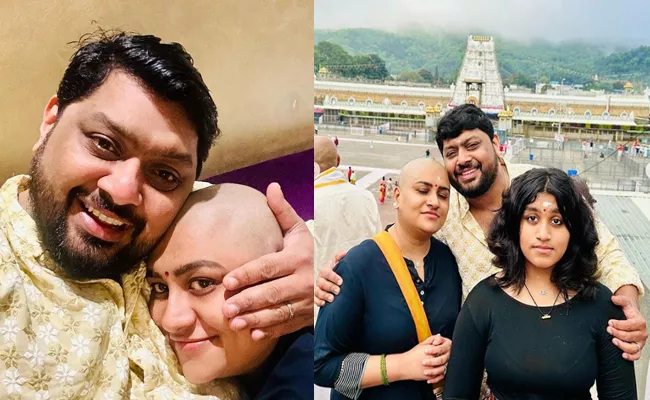 Mithun Ramesh Wife Lakshmi Offered Her Hair in Tirupati - Sakshi