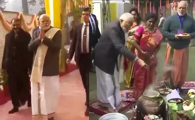 PM Narendra Modi Participated In Pongal Celebrations - Sakshi