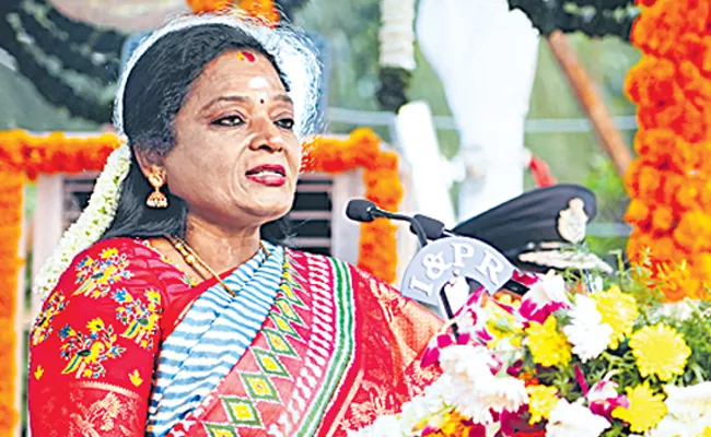 Governor Tamilisai in his Republic Day speech - Sakshi