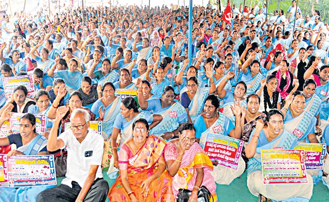 Ban on Anganwadi strike for six months - Sakshi