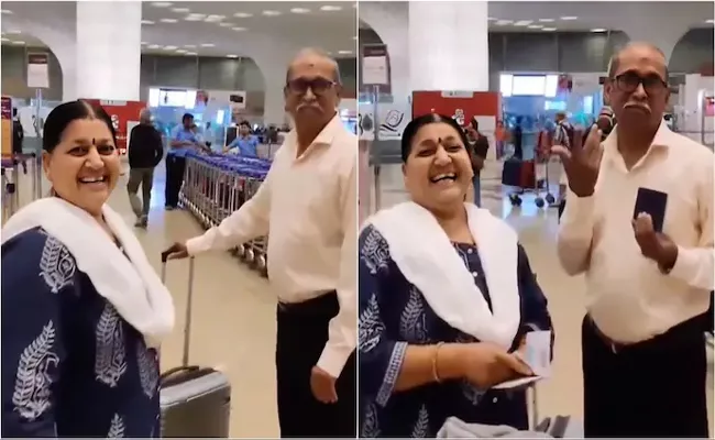 Son Surprises Parents With Their First Trip Abroad To Singapore - Sakshi
