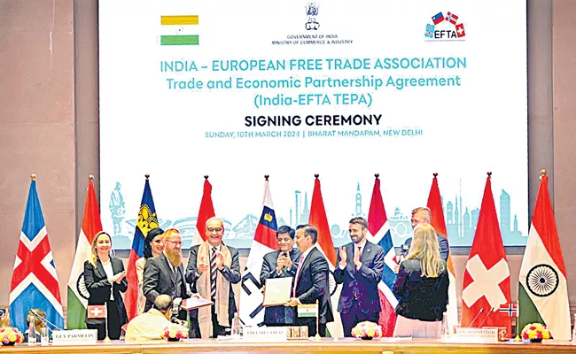 EFTA and India sign Trade and Economic Partnership Agreement - Sakshi