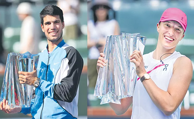 Carlos Alcaraz, Iga Swiatek win singles titles at Indian Wells Open - Sakshi