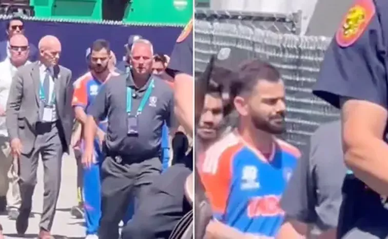 Kohli Surrounded By US Security Personnel Guards on Horseback As He Walks in Video