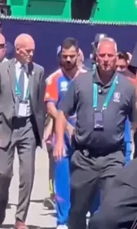 Kohli Surrounded By US Security Personnel Guards on Horseback As He Walks in Video