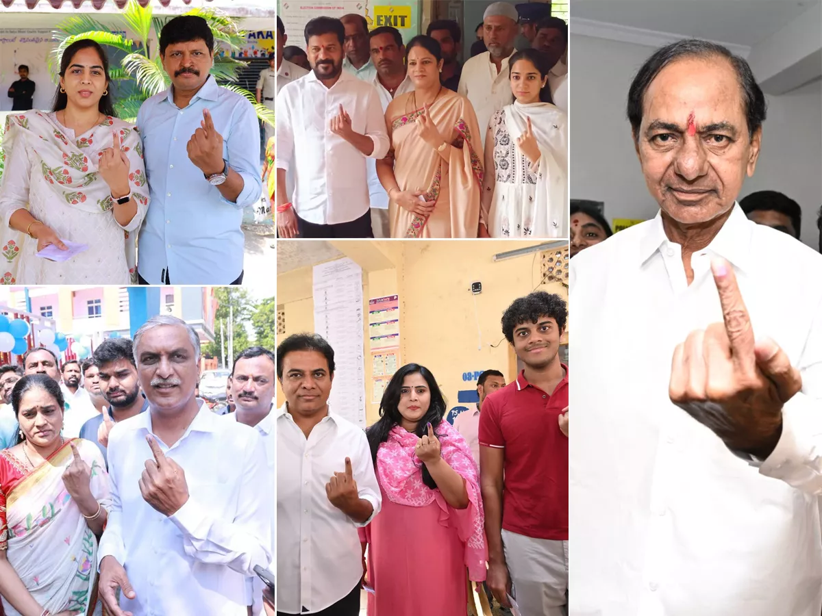 Political leaders And Families Cast Their Votes In Telangana