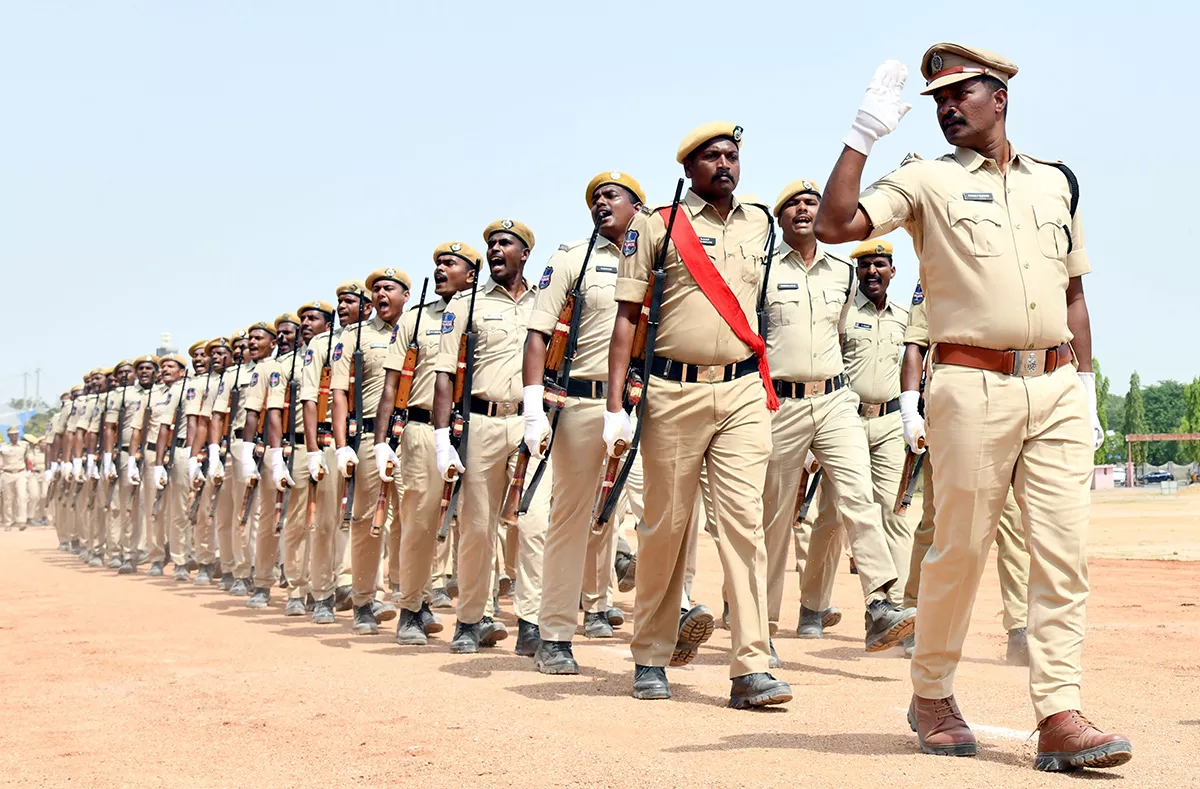 Police Rehearsal In Secunderabad Parade Ground For Telangana Formation Day Celebrations