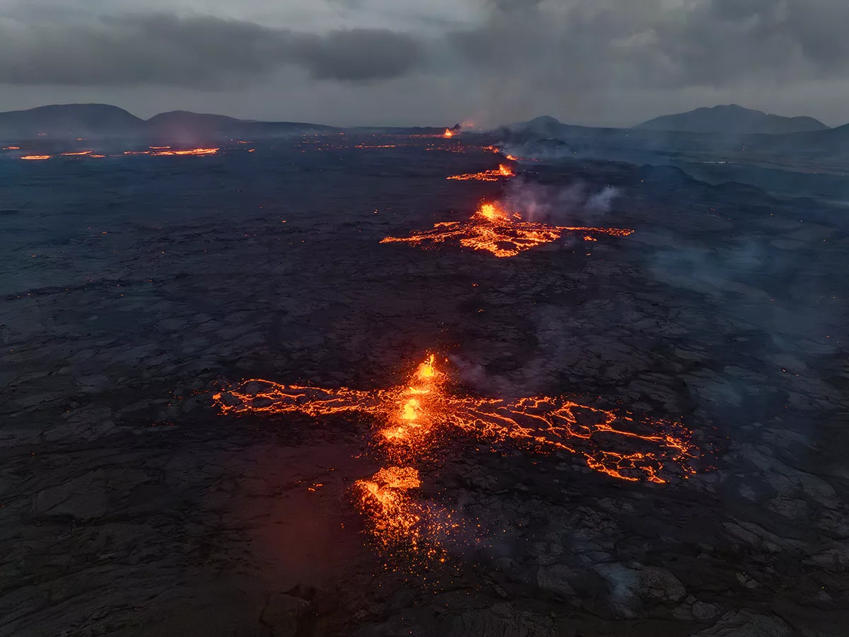 Lava flows from a volcano in Iceland's Grindavik: Photos